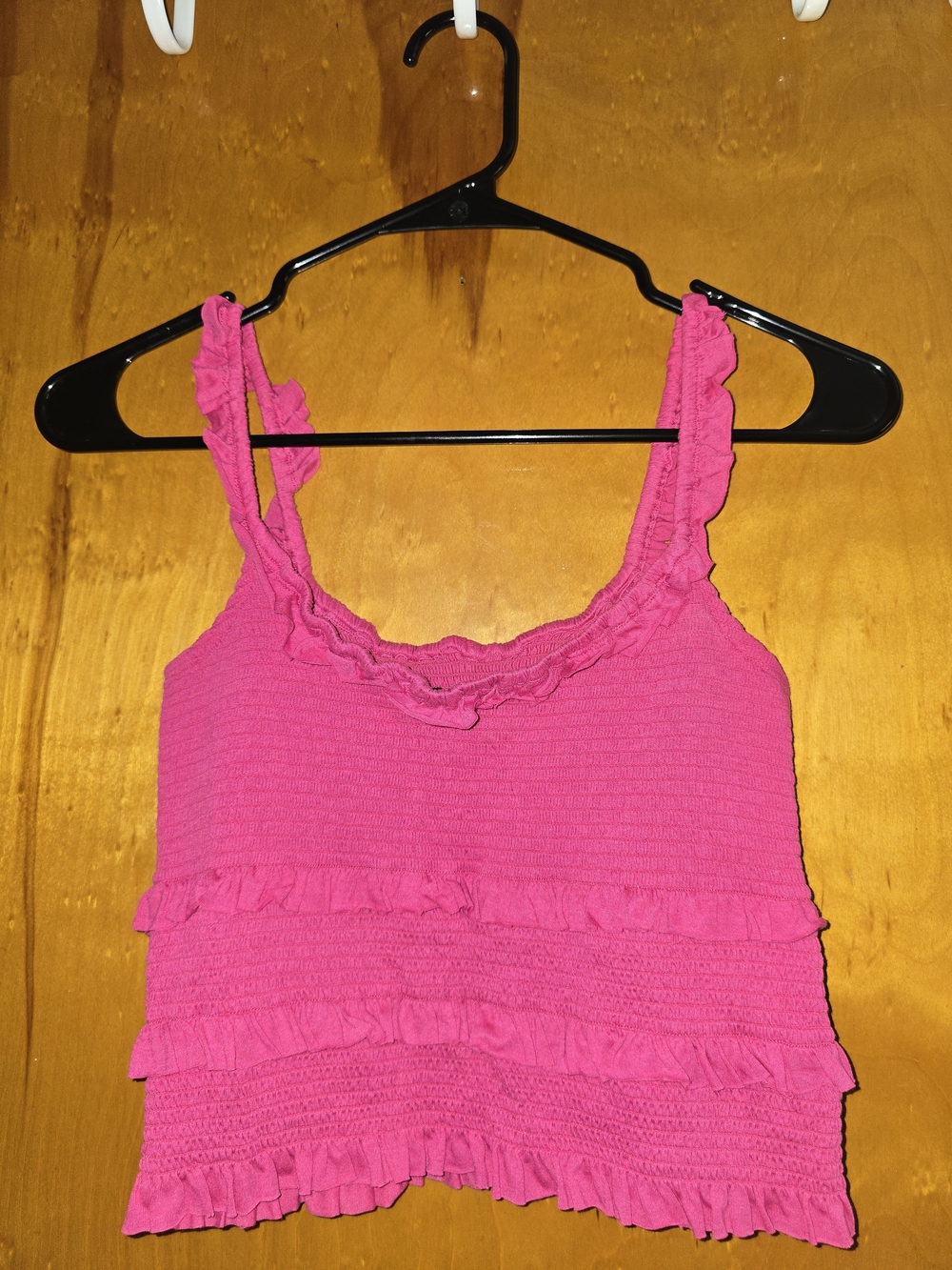 Urban Outfitters Hot Pink Ruffle Crop Tank